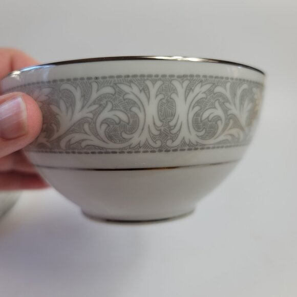 Imperial China Whitney Sugar Bowl & Lid White Gray Band Leaf Scrolls W. Dalton - Picture 9 of 15